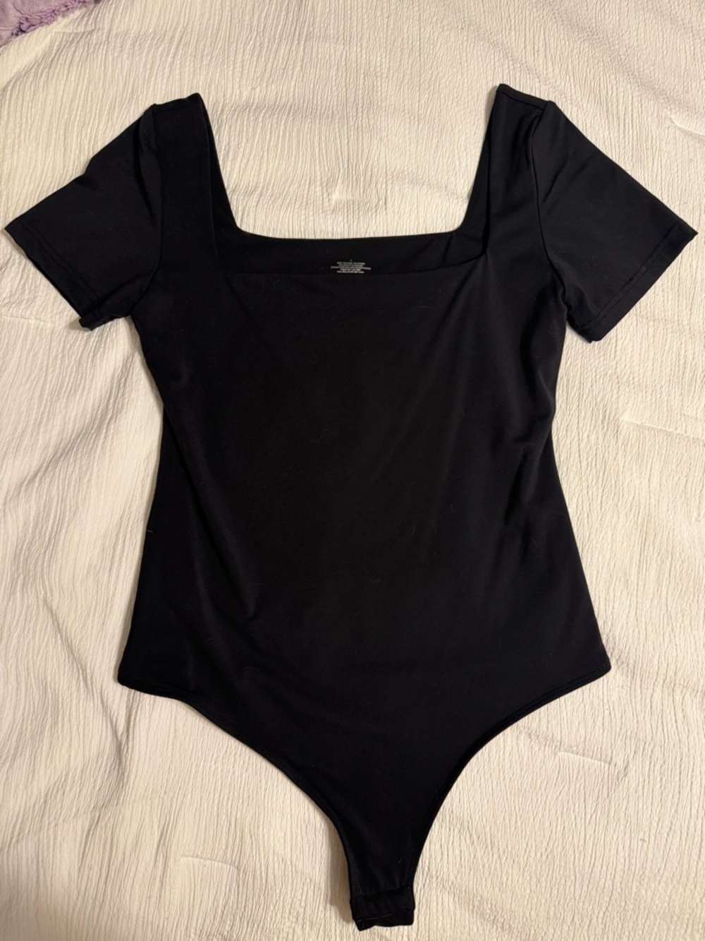 Black Square Neck Short Sleeve Bodysuit
